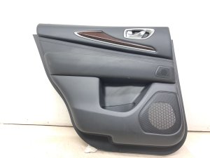 2014-2020 INFINITI QX60 Black Door Interior Trim Panel with Wood Trim - Rear, Left (Driver) (Used OEM)