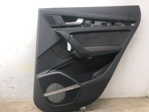 2018-2020 Audi SQ5 Black Door Interior Trim Panel with Nappa Leather and Bang & Olufsen Speaker Grille - Rear, Right (Passenger) (Used OEM)