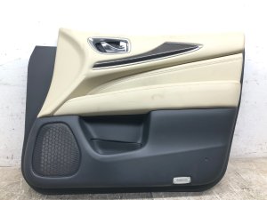 2018-2020 INFINITI QX60 Tan Door Interior Trim Panel without Memory or Wood Trim - Front, Right (Passenger) (Used OEM)