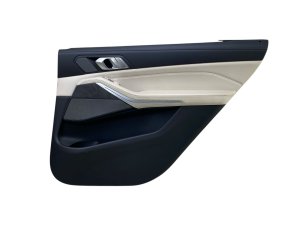 2019-2022 BMW X7 Ivory (White) Door Interior Trim Panel with Sunshade - Rear, Right (Passenger) (Used OEM)