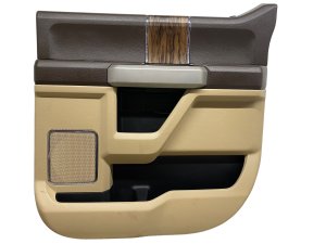 2018-2020 Ford F-150 Tan Door Interior Trim Panel with Handle and Switches - Rear, Right (Passenger) (Used OEM)