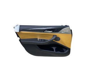 2020-2024 BMW X3 Beige Door Interior Trim Panel with Carbon Fiber Trim - Front, Left (Driver) (Used OEM)