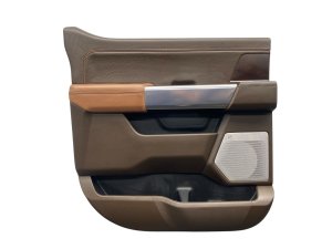 2024-2025 Ford F-150 Java (Brown) Door Interior Trim Panel with Leather and Ambient Lighting - Rear, Left (Driver) (Used OEM)