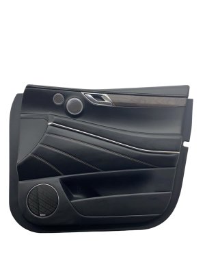 2021-2024 Genesis GV80 Black Door Interior Trim Panel with Wood Grain and Lexicon Audio - Front, Right (Passenger) (Used OEM)