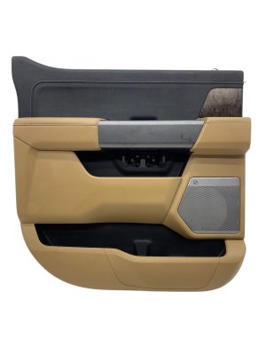 2021-2023 Ford F-150 Tan Door Interior Trim Panel with B&O Audio and Switches - Rear, Left (Driver) (Used OEM)