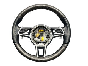 2017-2019 Porsche 718 Boxster Black Carbon Fiber Heated Steering Wheel - Front (Used OEM)