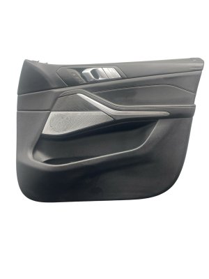 2019-2022 BMW X7 Black Door Interior Trim Panel with Vernasca Leather, Ambient Lighting and Sunshade - Front, Right (Passenger) (Used OEM)