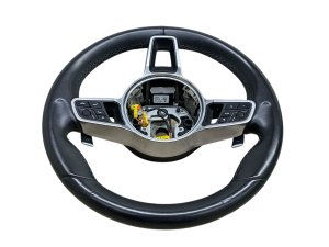2019-2024 Porsche Cayenne Black Leather Wrapped Steering Wheel with Paddle Shifters (Used OEM)