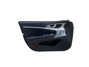 2022-2023 Genesis G70 Black Door Interior Trim Panel with Suede and Red Stitching - Front, Left (Driver) (Used OEM)