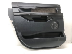 2018-2021 Ford Expedition Ebony (Black) Door Interior Trim Panel with Wood Trim - Rear, Left (Driver) (Used OEM)