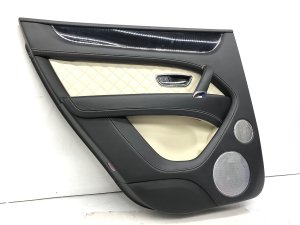 2016-2020 Bentley Bentayga Black Door Interior Trim Panel with Indented Speaker Cover - Rear, Left (Driver) (Used OEM)