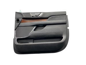 2018-2024 Lincoln Navigator Ebony (Black) Door Interior Trim Panel with Control Switches - Front, Right (Passenger) (Used OEM)