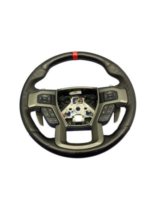 2015-2020 Ford F-150 Black Heated Leather Steering Wheel with Paddle Shifters - Front (Used OEM)