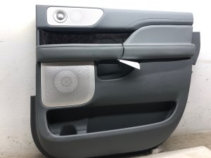 2018-2023 Lincoln Navigator Gray Door Interior Trim Panel with Wood Trim - Rear, Right (Passenger) (Used OEM)