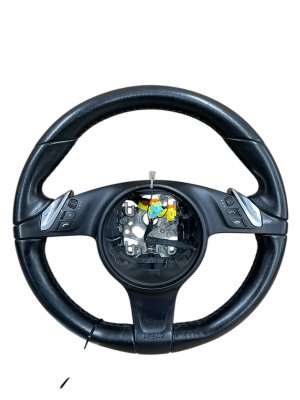 2011-2016 Porsche Cayenne Black Leather Steering Wheel Assembly with Controls (Used OEM)
