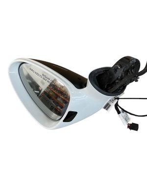 2014-2016 Porsche Panamera White Power Folding Heated Auto-Dimming Door/Side View Mirror with Memory - Front, Right (Passenger) (Used OEM)