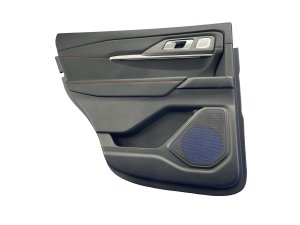 2025-2026 Ford Explorer Black w/ Red Stitching Door Interior Trim Panel with Red Stitching - Rear, Left (Driver) (Used OEM)