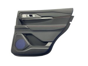 2025-2026 Ford Explorer Black w/ Red Stitching Door Interior Trim Panel - Rear, Right (Passenger) (Used OEM)