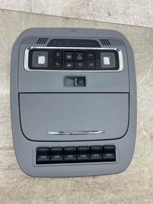 2023-2025 Ford F-550 Super Duty Gray Overhead Console with Sunroof and Upfitter Switches - Front (Used OEM)