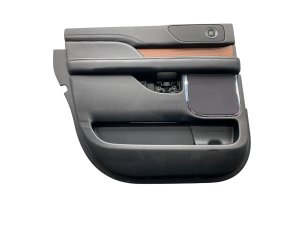 2018-2024 Lincoln Navigator Ebony (Black) Door Interior Trim Panel with Woodgrain - Rear, Left (Driver) (Used OEM)