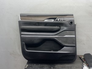 2022-2024 Jeep Wagoneer Black Door Interior Trim Panel with Walnut Accent - Front, Left (Driver) (Used OEM)