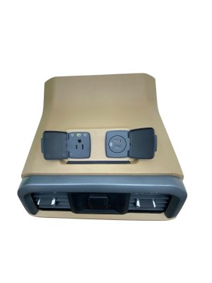 2022-2024 Ford F-150 Lightning Tan Center Console End Trim Panel with HVAC Vents and USB - Front (Used OEM)