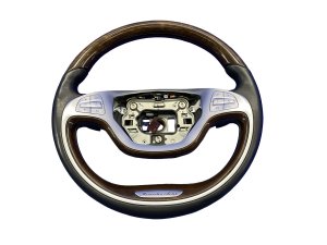 2014-2017 Mercedes-Benz S320 Black Leather and Woodgrain Steering Wheel - Front (Used OEM)