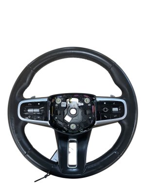 2022-2026 Genesis GV70 Black Leather Steering Wheel Assembly with Controls and Paddle Shifters (Used OEM)