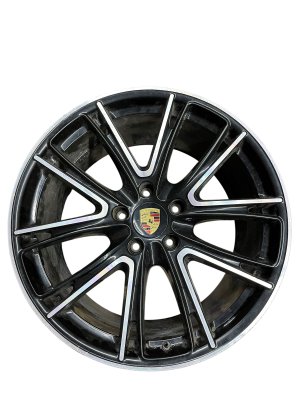 2017-2023 Porsche Panamera Black 21x11.5 5 V-Spoke Machined Black Alloy Rear Wheel - Front (Used OEM)