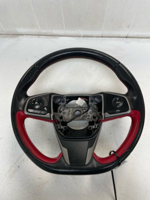 2017-2020 Honda Civic Black Leather Steering Wheel Assembly with Controls (Used OEM)