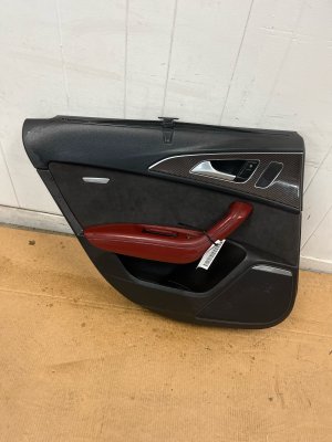 2012-2018 Audi A6 Arras Red Door Interior Trim Panel - Rear, Left (Driver) (Used OEM)