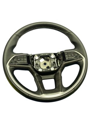 2021-2023 Jeep Grand Cherokee L Black Heated Nappa Leather Steering Wheel with Paddle Shifters and Controls - Front (Used OEM)