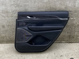 2021-2025 Jeep Grand Cherokee L Black Door Interior Trim Panel with 19 Speaker Audio and Wood Trim - Rear, Right (Passenger) (Used OEM)