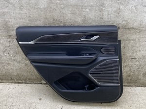 2021-2025 Jeep Grand Cherokee L Black Door Interior Trim Panel with 19-Speaker Audio and Wood Trim - Rear, Left (Driver) (Used OEM)
