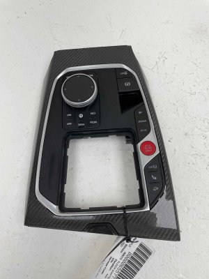 2021-2024 BMW M4 Black Floor Transmission Shift Lever Assembly with Carbon Trim and Media Control Switch - Front (Used OEM)