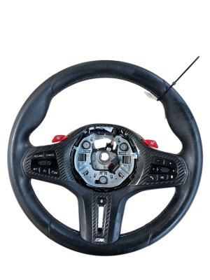 2023-2024 BMW M2 Black Heated Carbon Fiber Steering Wheel with Control Switches - Front (Used OEM)