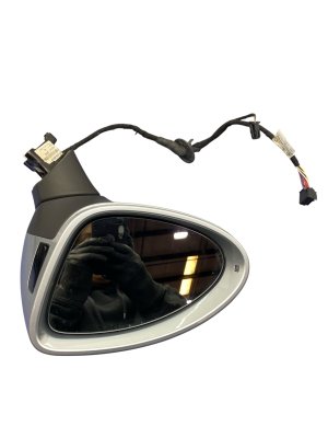 2015-2018 Porsche Cayenne Silver Power Folding Blind Spot Door/Side View Mirror - Front, Left (Driver) (Used OEM)