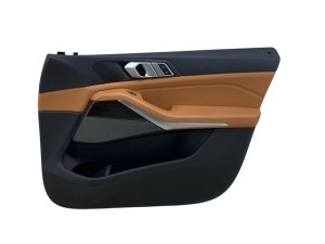 2019-2025 BMW X7 Black w/ Brown Door Interior Trim Panel - Front, Right (Passenger) (Used OEM)
