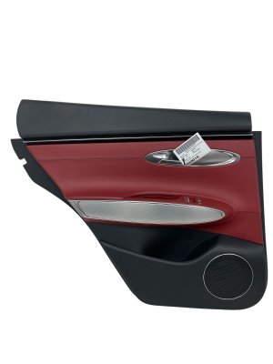 2022-2025 Genesis GV70 Red Door Interior Trim Panel with Leather and Aluminum Trim - Rear, Left (Driver) (Used OEM)