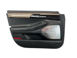 2020-2022 Genesis G90 Black Door Interior Trim Panel with Wood Grain - Front, Left (Driver) (Used OEM)