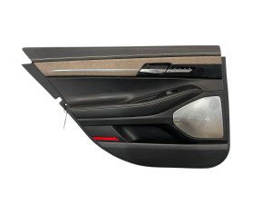 2020-2022 Genesis G90 Black Door Interior Trim Panel with Wood Grain - Rear, Left (Driver) (Used OEM)