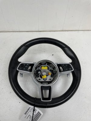 2017-2018 Porsche Panamera Black Non-Heated Leather Steering Wheel Assembly (Used OEM)