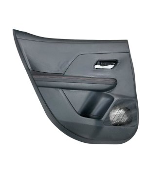 2025-2026 Nissan Kicks Black w/ Red Stitching Door Interior Trim Panel Leatherette with Red Stitching - Rear, Left (Driver) (Used OEM)