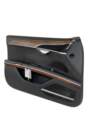 2019-2022 Audi A8 Black Door Interior Trim Panel with Piano Black and Genuine Wood - Front, Left (Driver) (Used OEM)