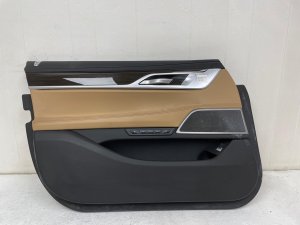 2020-2022 BMW 750i Black Leather Door Interior Trim Panel - Front, Left (Driver) (Used OEM)