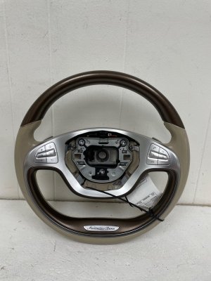 2014-2017 Mercedes-Benz S320 Beige Steering Wheel with Controls and Walnut Wood Trim (Used OEM)