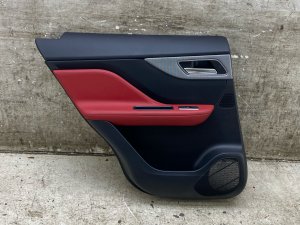 2017-2020 Jaguar F-Pace Red Door Interior Trim Panel with Meridian Audio and Mesh Aluminum Trim - Rear, Left (Driver) (Used OEM)