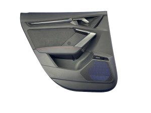 2022-2025 Audi A3 Black Door Interior Trim Panel with Red Stitching - Rear, Left (Driver) (Used OEM)