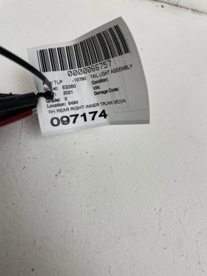2014-2015 Audi RS7 Inner Trunk Mounted LED Taillight Assembly - Rear, Right (Passenger) (Used OEM)