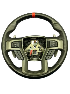 2017-2020 Ford F-150 Black Heated Leather Steering Wheel with Paddle Shifters - Front (Used OEM)